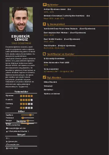 Sınıf Öğretmeni Cv Örnekleri cv indir